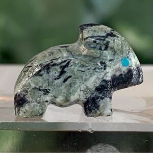 Zuni Rabbit Fetish Bead Hand Carved Native American Stone Animal Bunny Turquoise